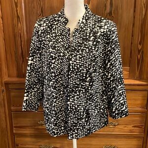 Kim Rogers blazer jacket black white pattern sz 12